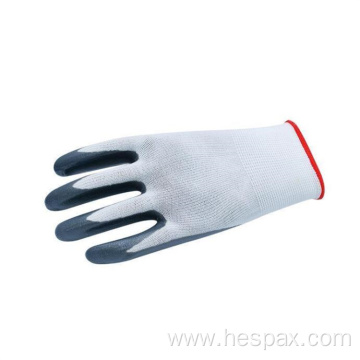 Hespax Nylon Anti-oil Nitrile Palm Coated Labor Gloves